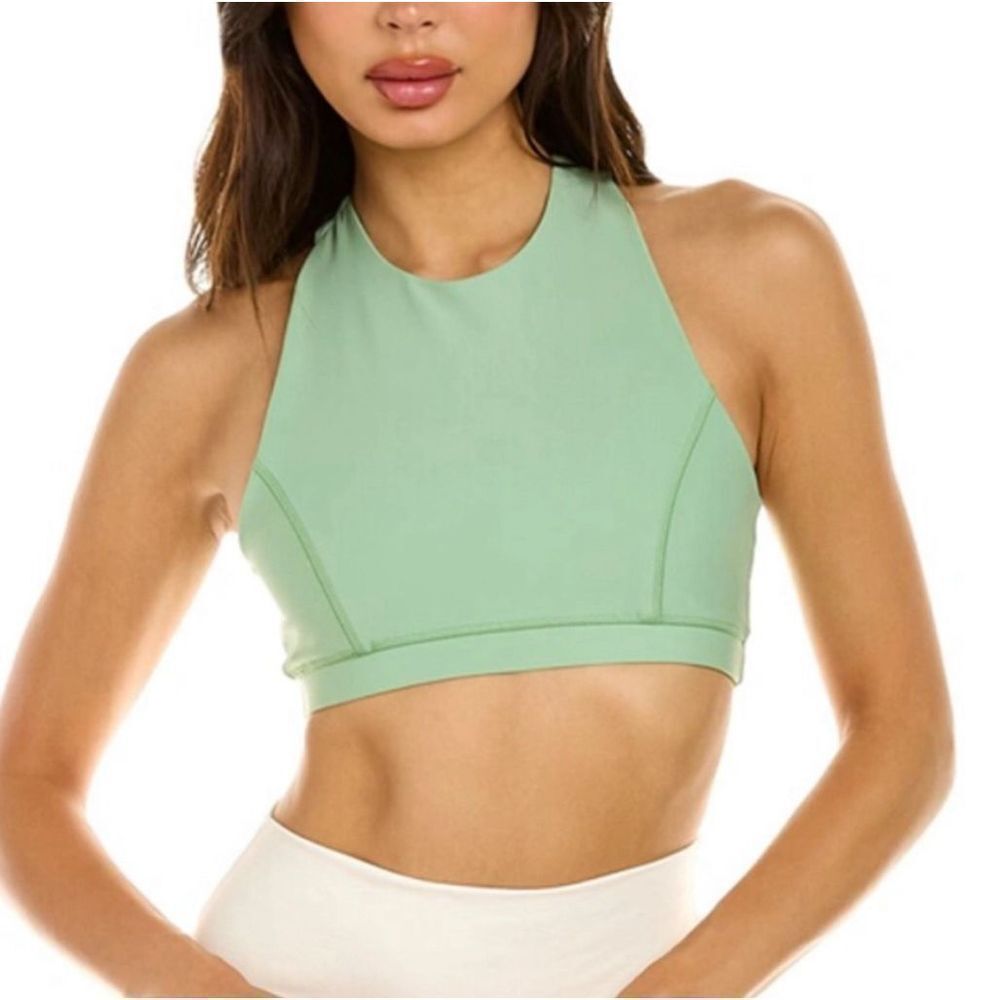 High Neck Mint Green Sports Bra Crop Top - Women Intimates